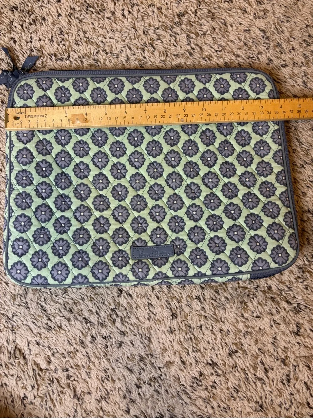 Vera Bradley Baroque Laptop Sleeve Case 15” Quilted Green Floral